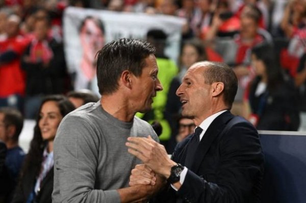 المدربين اليغري و شميدت قبل مباراة بنفيكا يوفنتوس - The Coaches Allegri & Schmidt before Benfica Juventus match