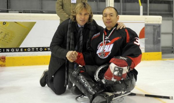 Nedved with one from Japan team - ice Hockey