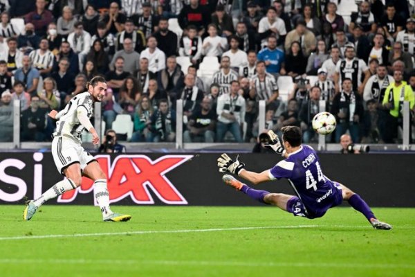 رابيو في لحظة تسجيل هدف يوفنتوس الاول ضد ماكابي - Rabiot scores goal for Juventus Vs Maccabi