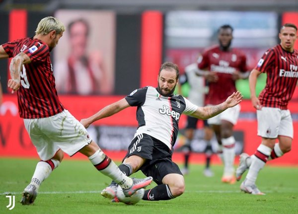 هيغوين ضد ثيو هيرنانديز خلال مباراة ميلان يوفنتوس - Higuain Vs Theo Hernandez during Milan Juve match