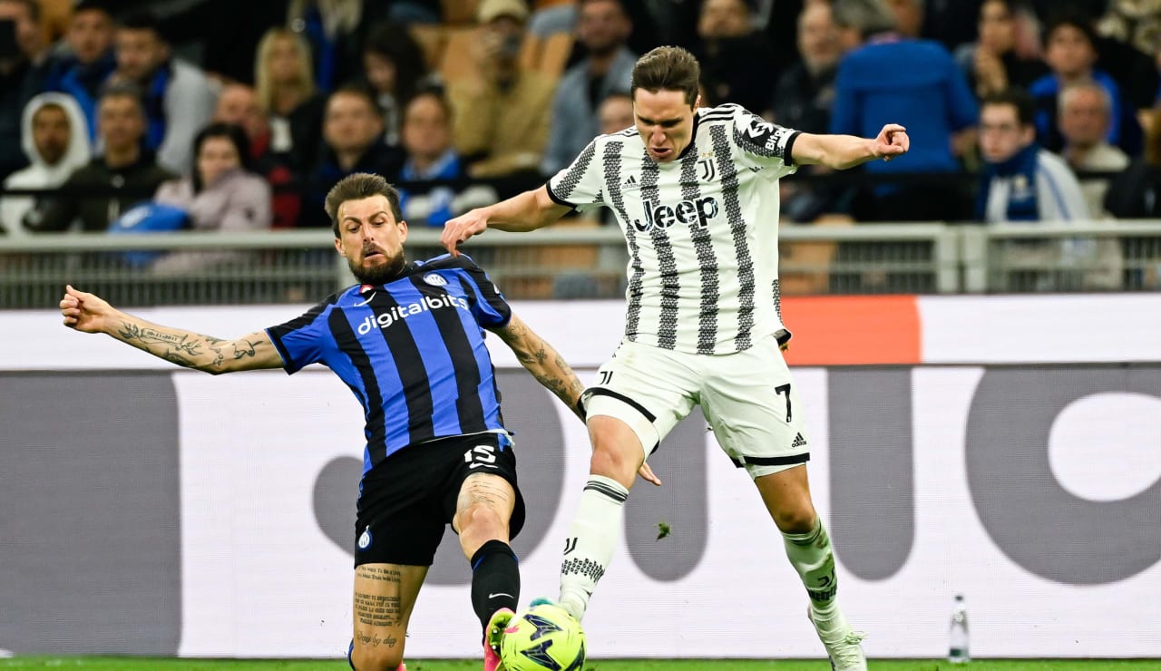 فيدريكو كييزا خلال مباراة يوفنتوس ضد انتر ميلان بالكأس 2023 - Federico Chiesa ( Vs Acerbi ) during Juventus match Vs Inter Milan